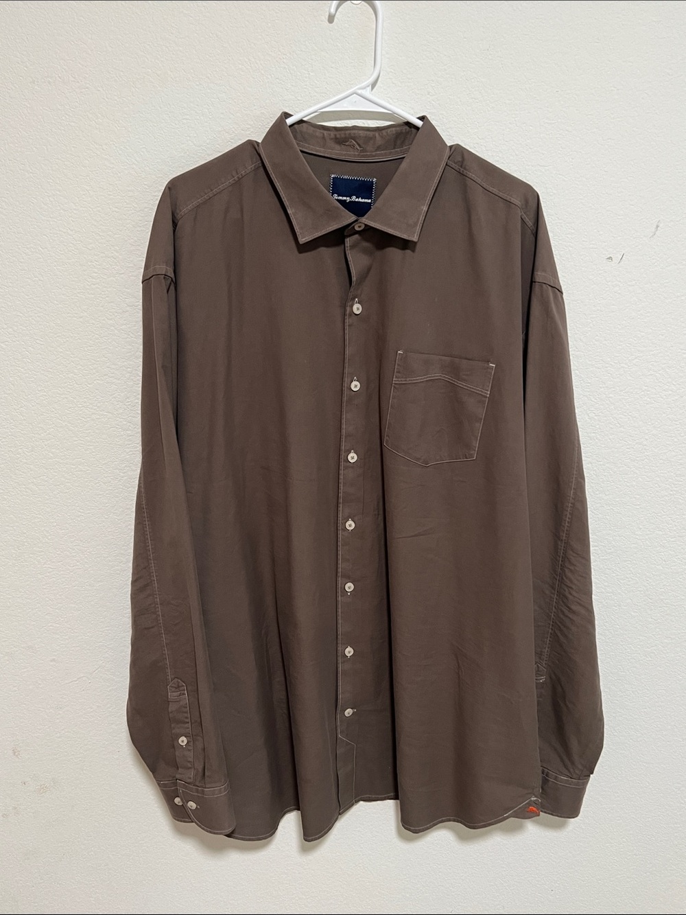 Tommy Bahama Silk Men's Brown Long-Sleeve Button-Up Shirt XLT